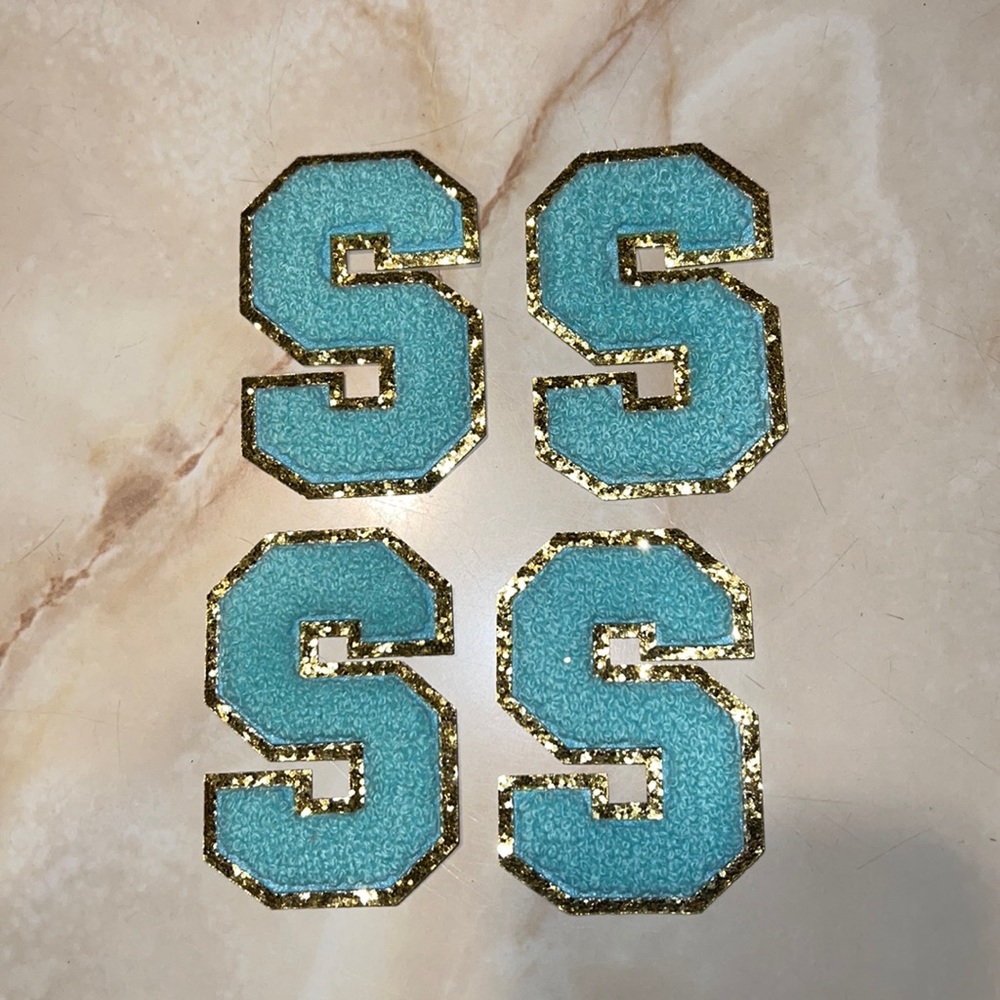 NIB 4pc Glitter “S” Iron on Patches